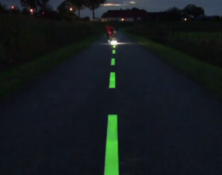 Glow-in-the-dark paint made a Dutch road look like something from Tron
