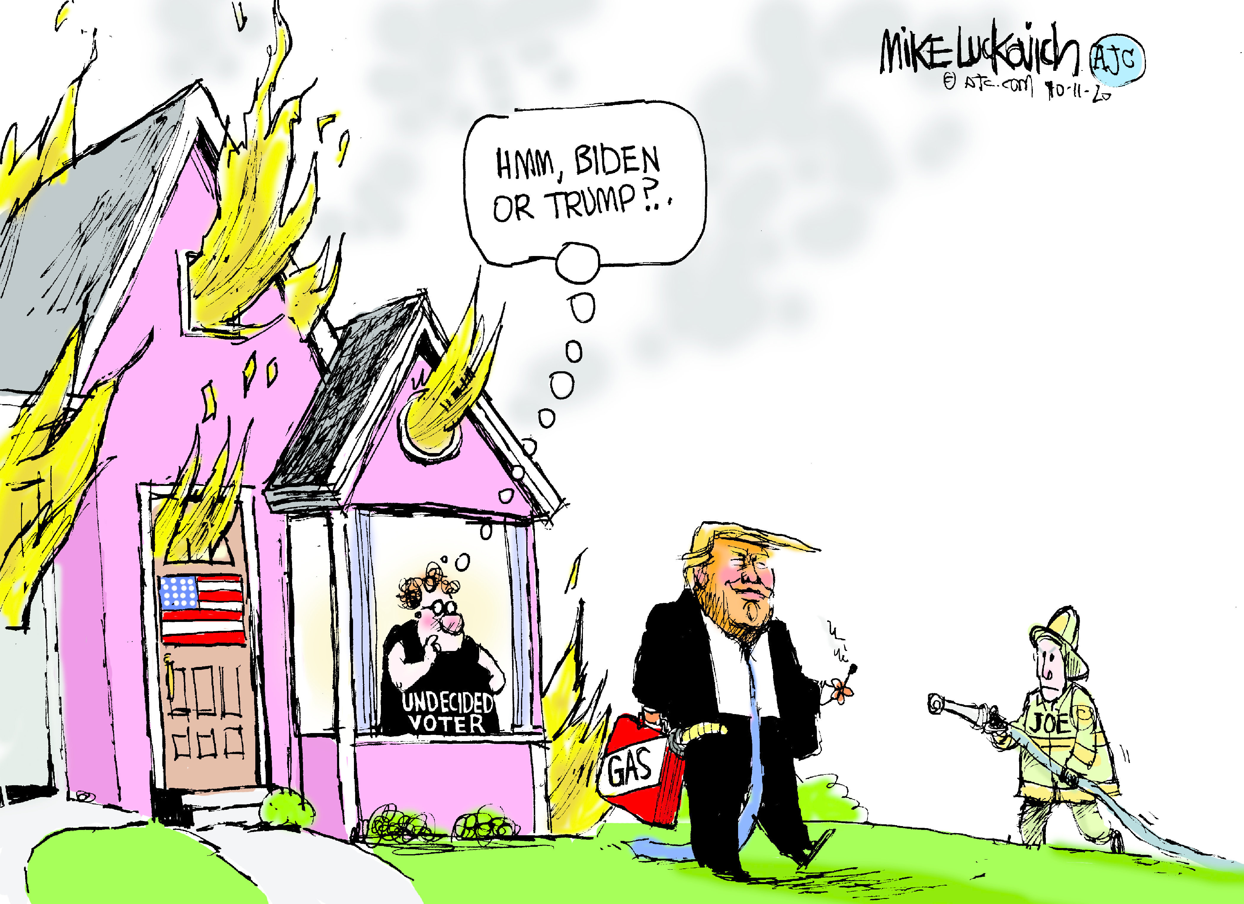 Political Cartoon U.S. Trump Biden 2020