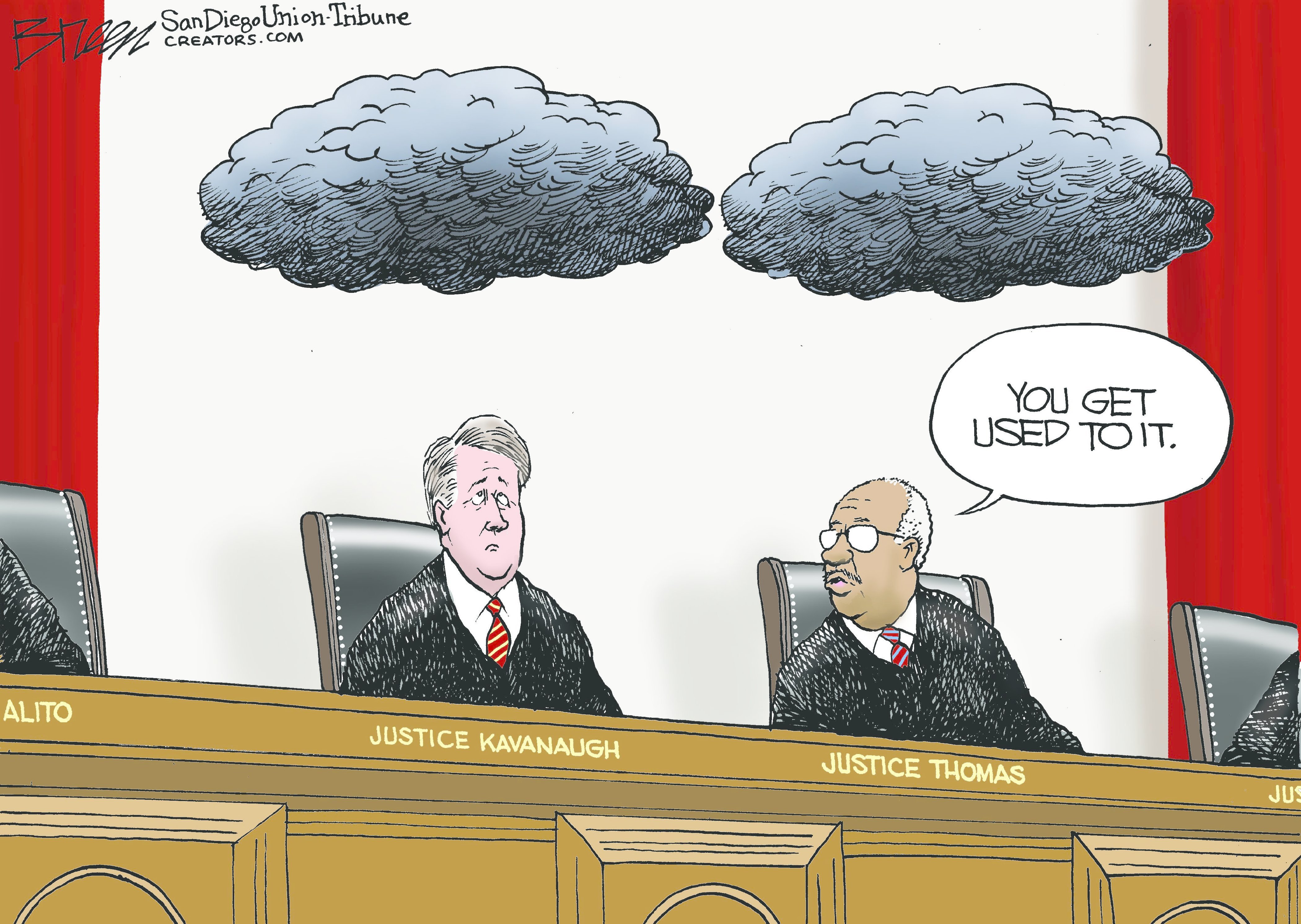 Political cartoon U.S. Brett Kavanaugh Clarence Thomas sexual assault allegations supreme court