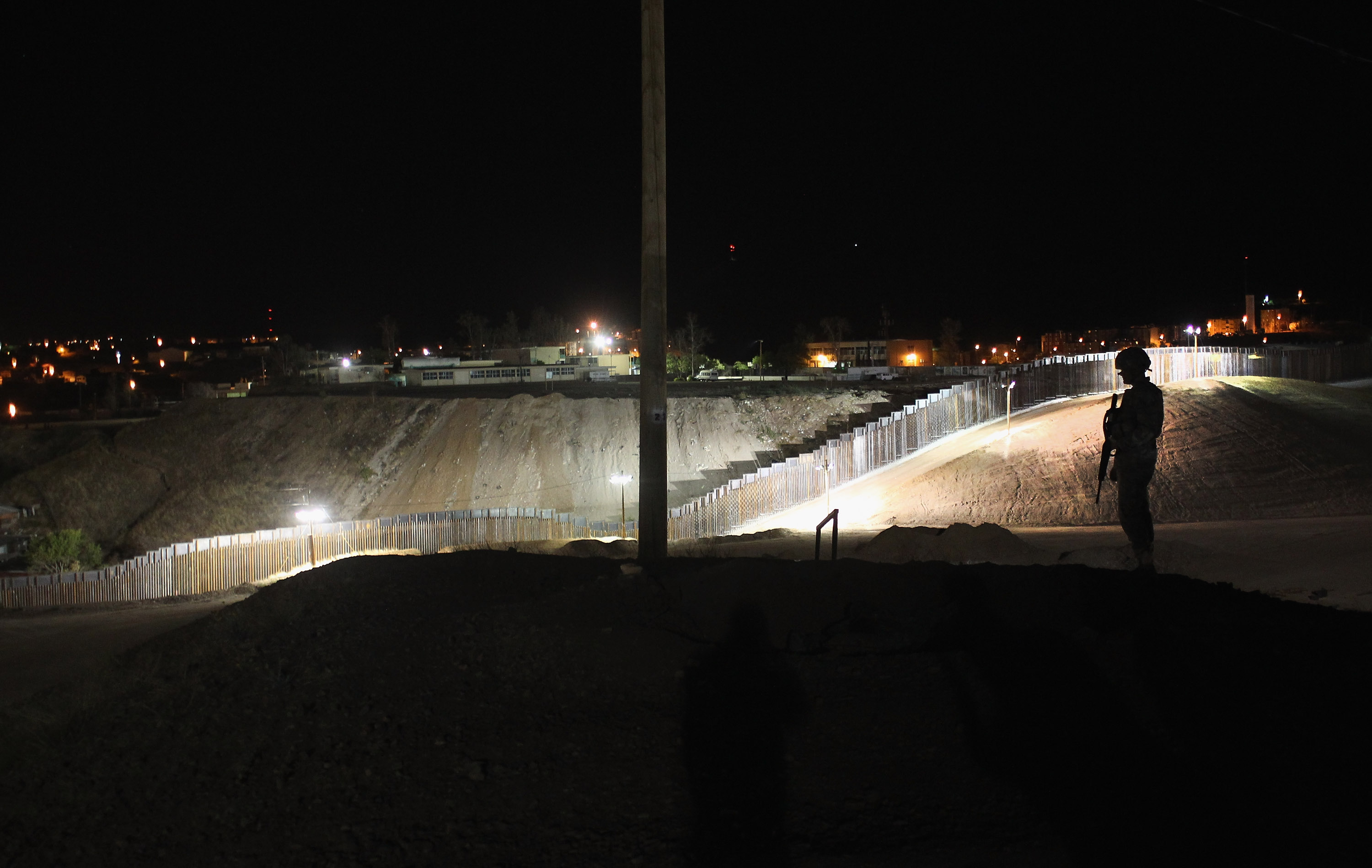 A National Guardsman stands by the Mexican border in 2011. 