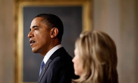 Obama, with Secretary of State Hillary Clinton last month, condemned the ongoing violence in Libya but has yet taken action to prevent further slaughter.