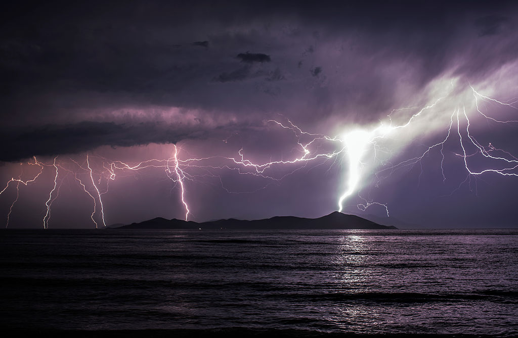 A lightning storm raged over Norway.