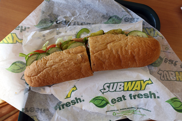 A footlong Subway sandwich.