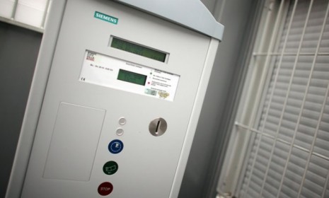While it may look like a parking machine, this device is for prostitutes in Bonn, Germany, who have to draw a ticket and pay a tax fee per night if they want to hit the street.