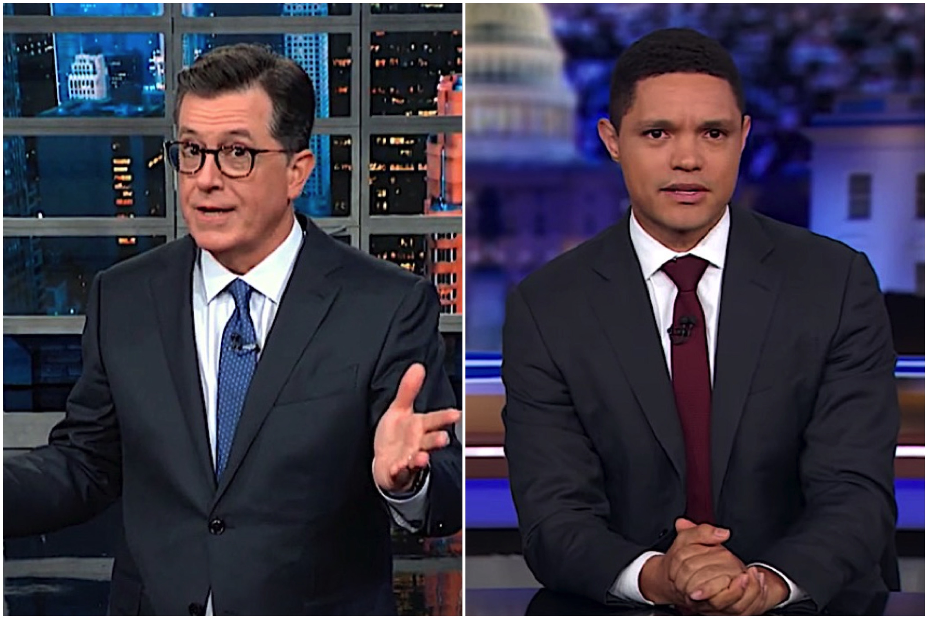 Stephen Colbert and Trevor Noah on Trump and Hurricane Dorian