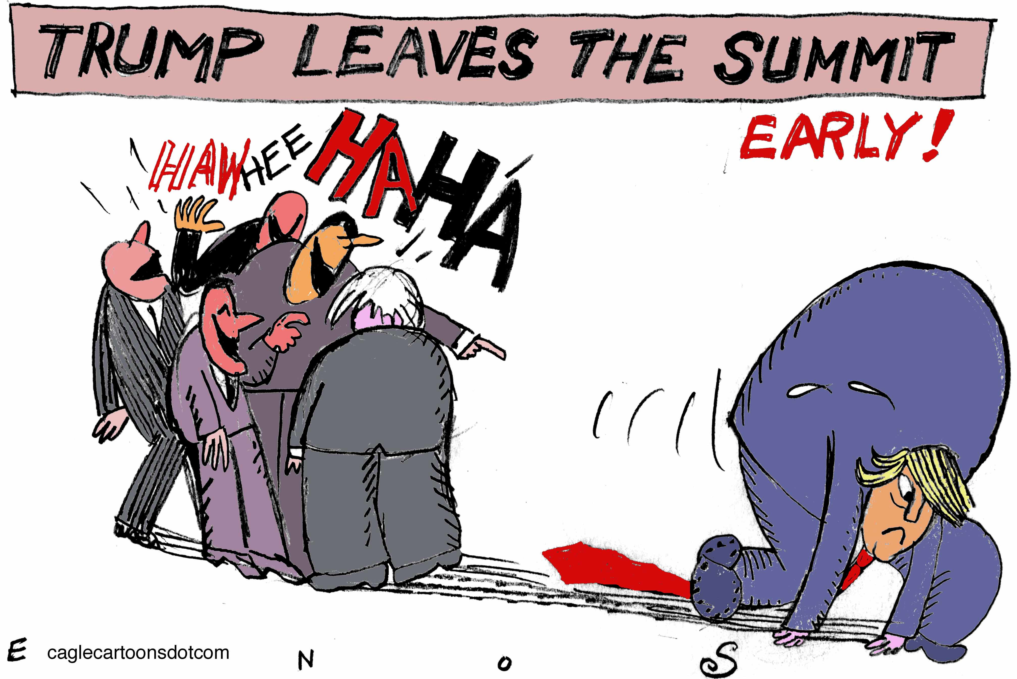 Political Cartoon . Trump Leaves NATO Summit Early