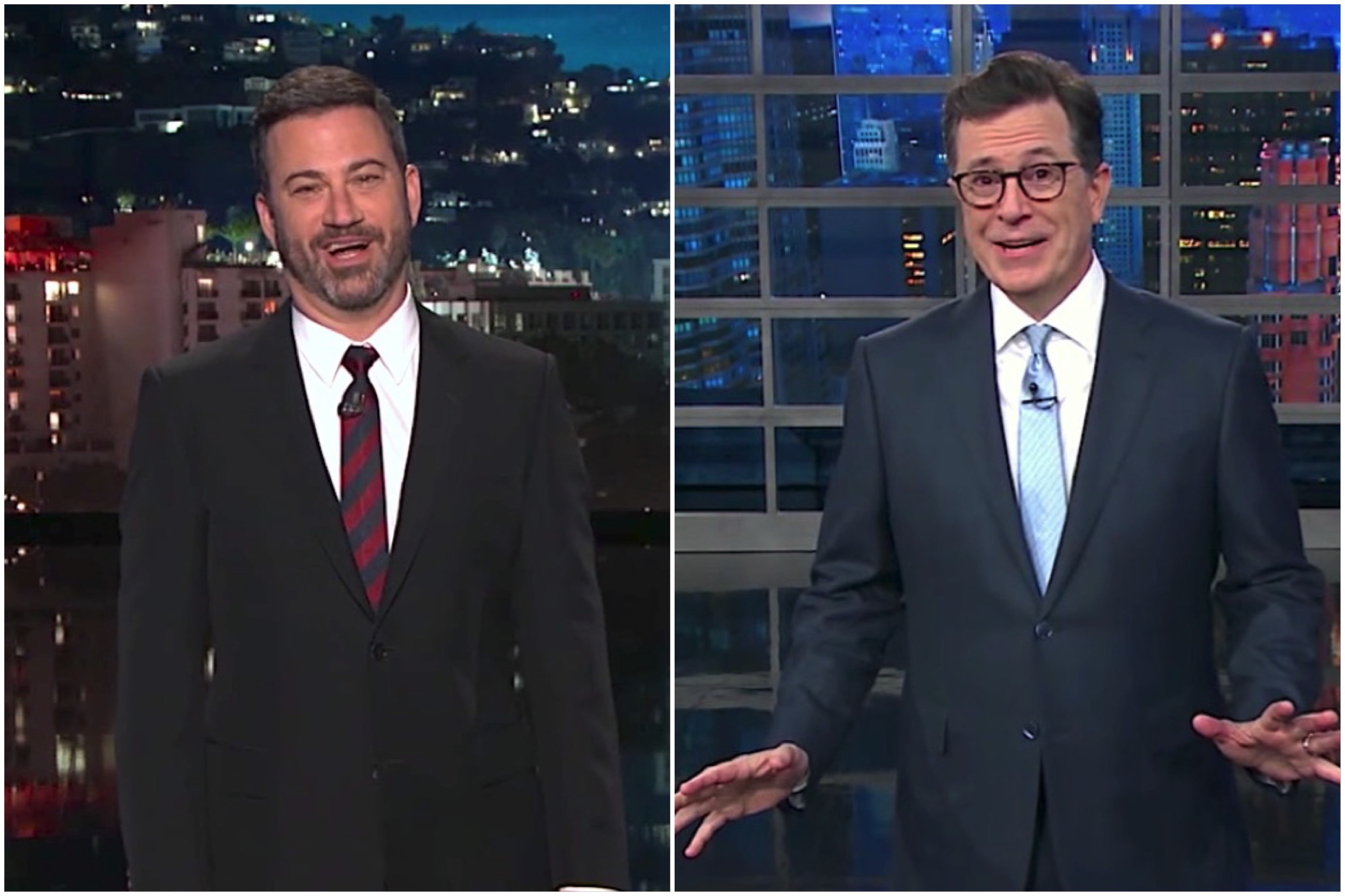 Colbert, Kimmel laugh at Trump &quot;moron&quot; comment
