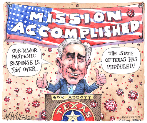 Political Cartoon U.S. texas covid restrictions abbott
