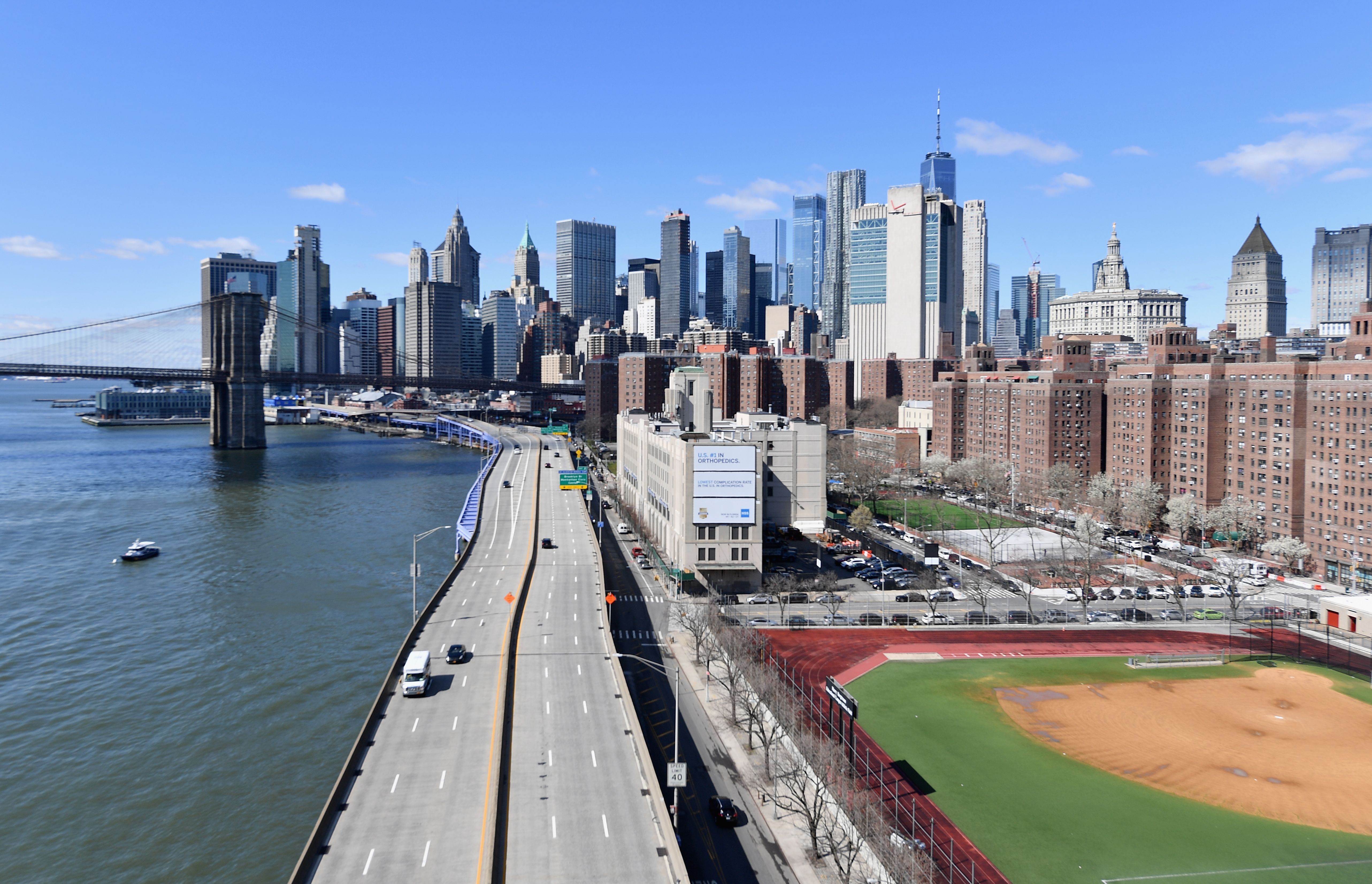A view of morning traffic on FDR Drive is seen on March 24, 2020 in New York City.