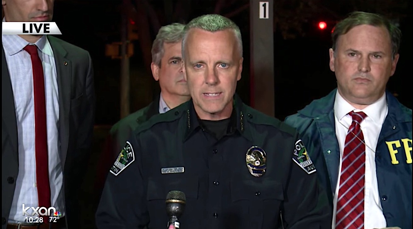 Austin Police Chief Brian Manley discusses a new explosion