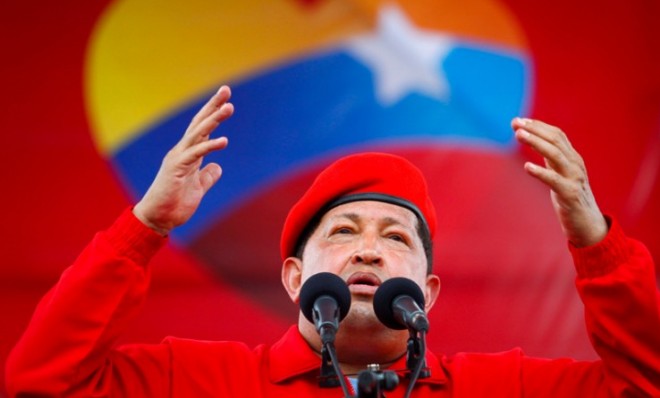 Venezuela&#039;s President Hugo Chavez speaks during a rally in Maracay on July 1, 2012.