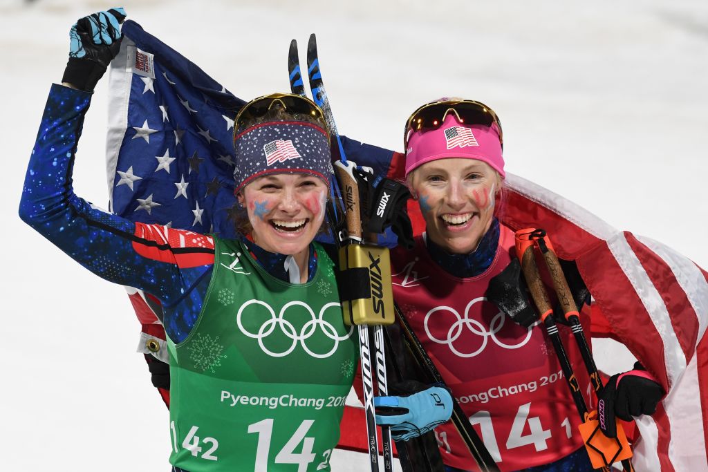 Americans Kikkan Randall and Jessie Diggins win gold