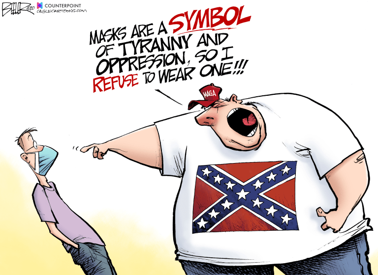 Editorial Cartoon U.S. coronavirus masks confederate flag