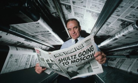 Rupert Murdoch at the printing presses of the New York Post in 1985: The media mogul is now engulfed in a massive phone-hacking scandal that threatens his empire.