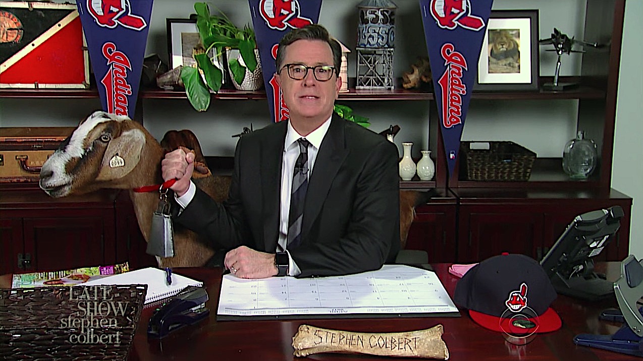 Stephen Colbert congratulates the Cubs and the Indians