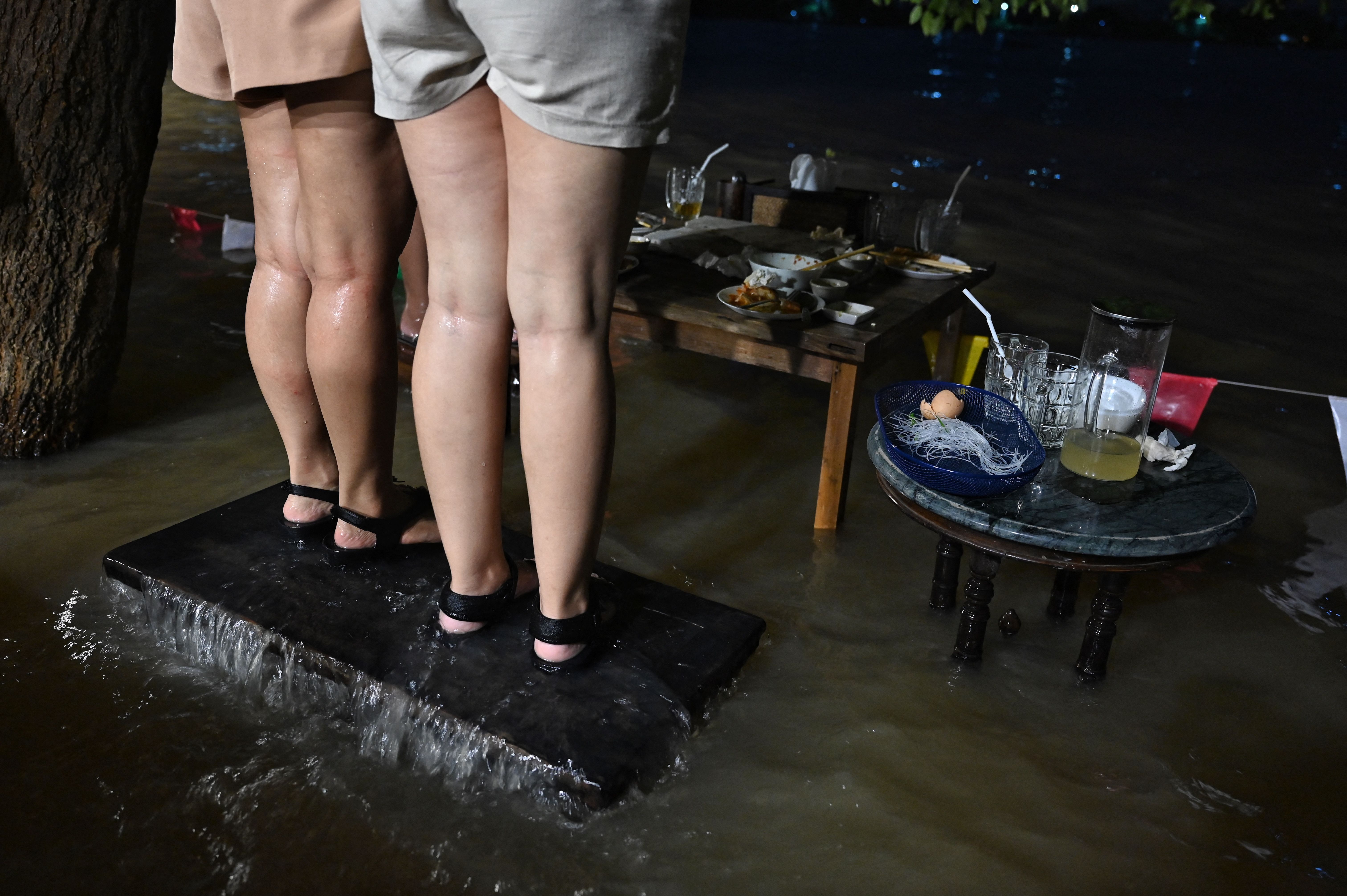 A flooding restaurant.