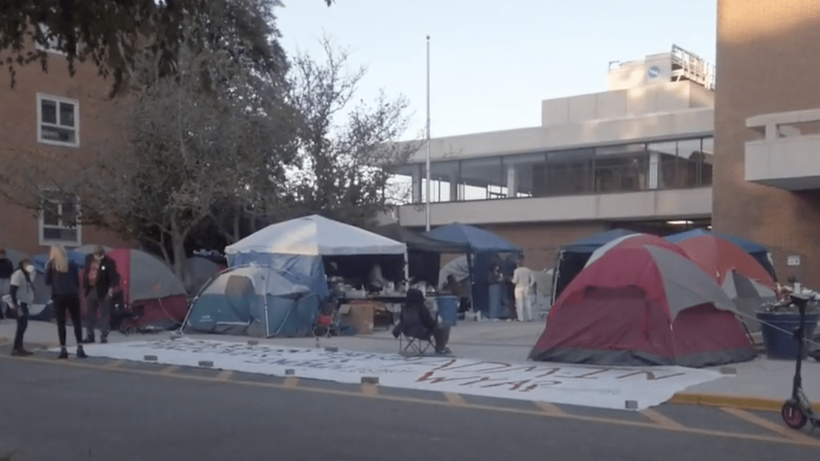 A tent encampment at Howard University.
