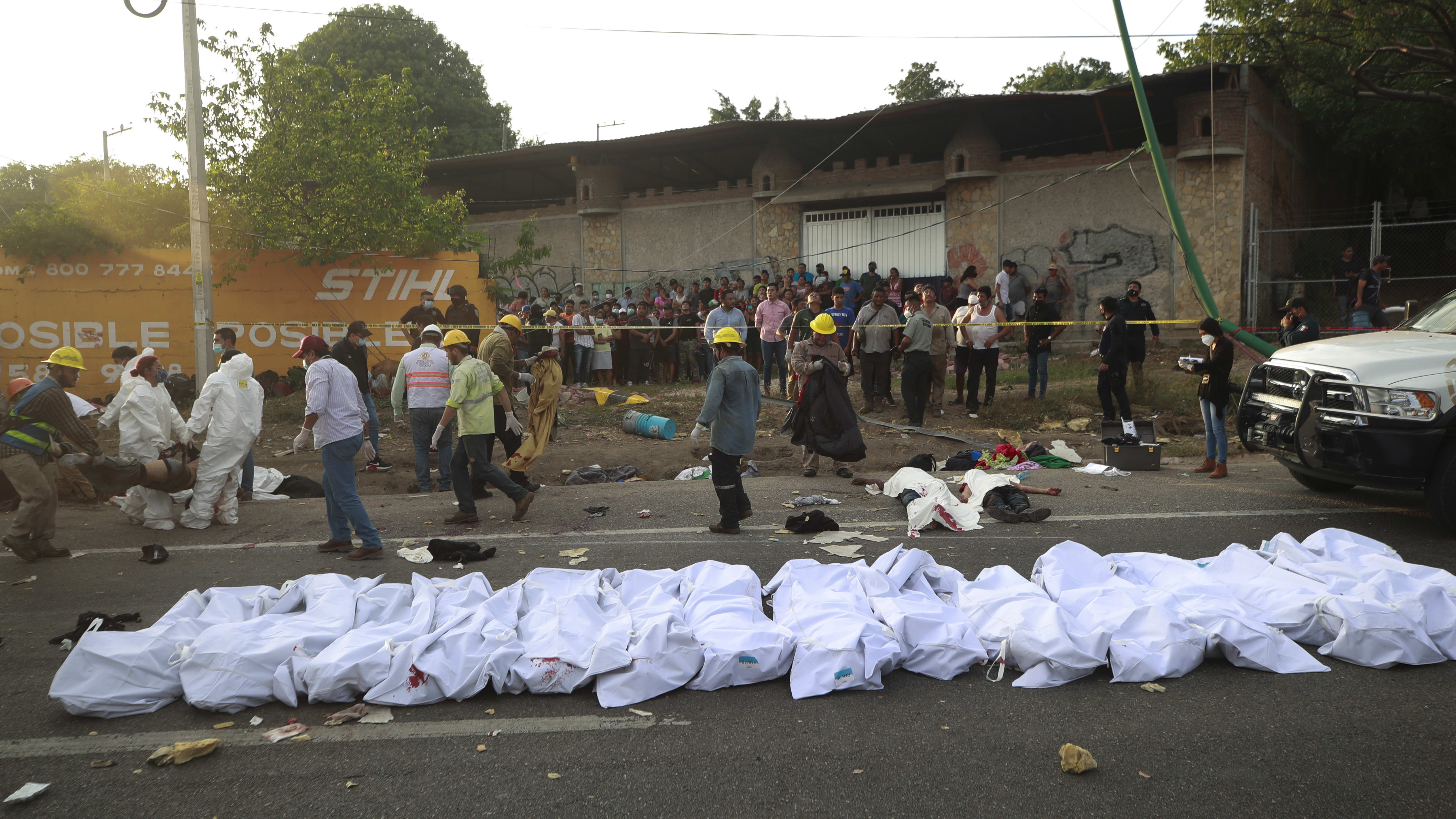 Victims of the deadly cargo truck crash in Chiapas state, Mexico.