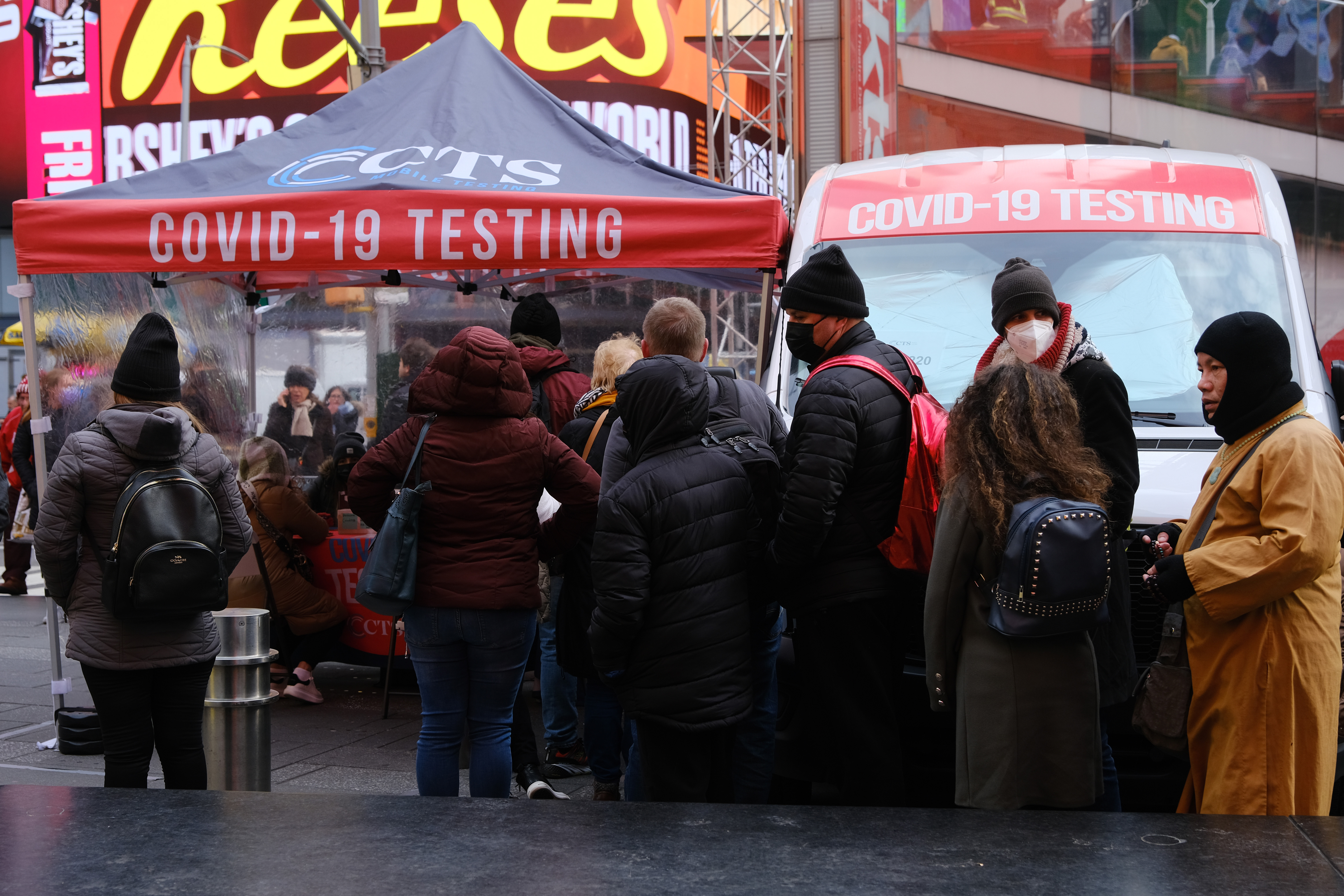 A COVID-19 testing site in Times Square