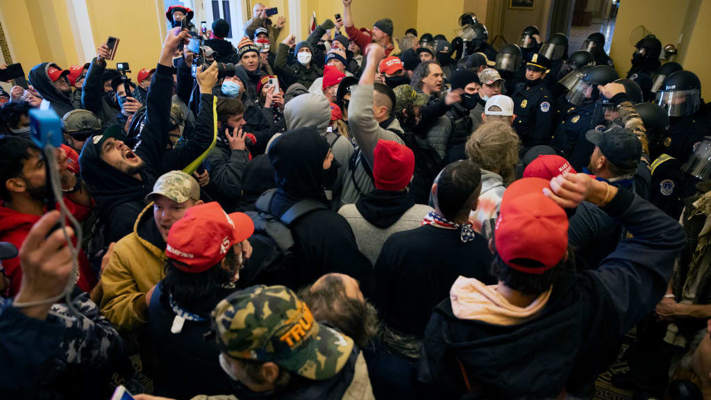 A pro-Trump mob inside the Capitol.