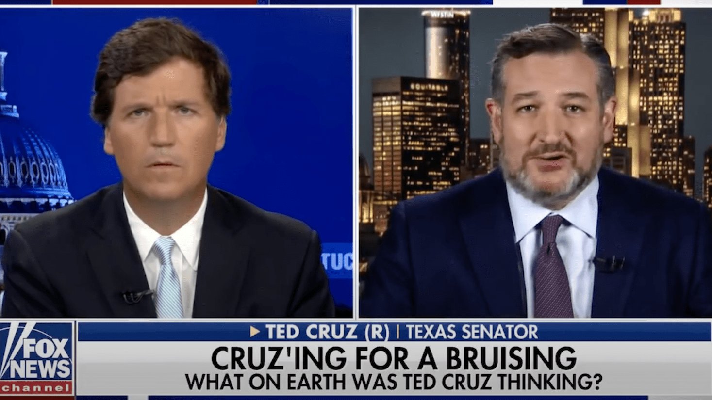 Tucker Carlson and Ted Cruz.