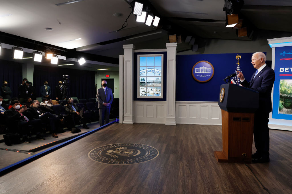 Joe Biden giving a press conference