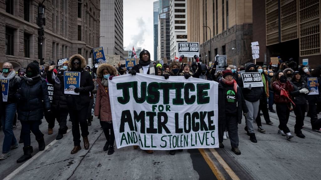 Protesters in Minneapolis denounce the police shooting of Amir Locke.