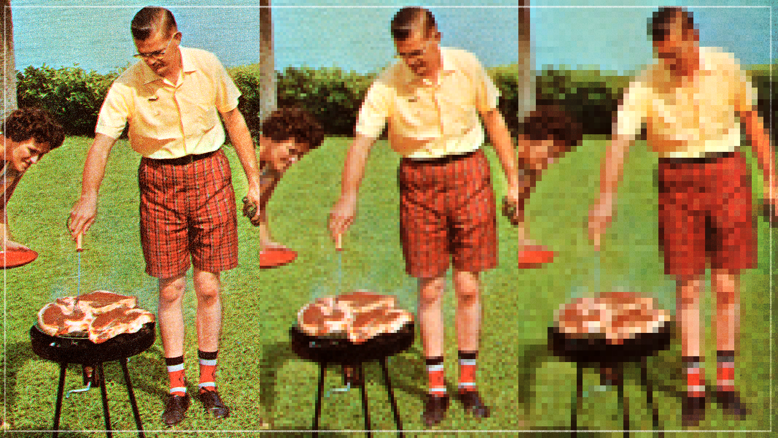 Grilling in the simulation.