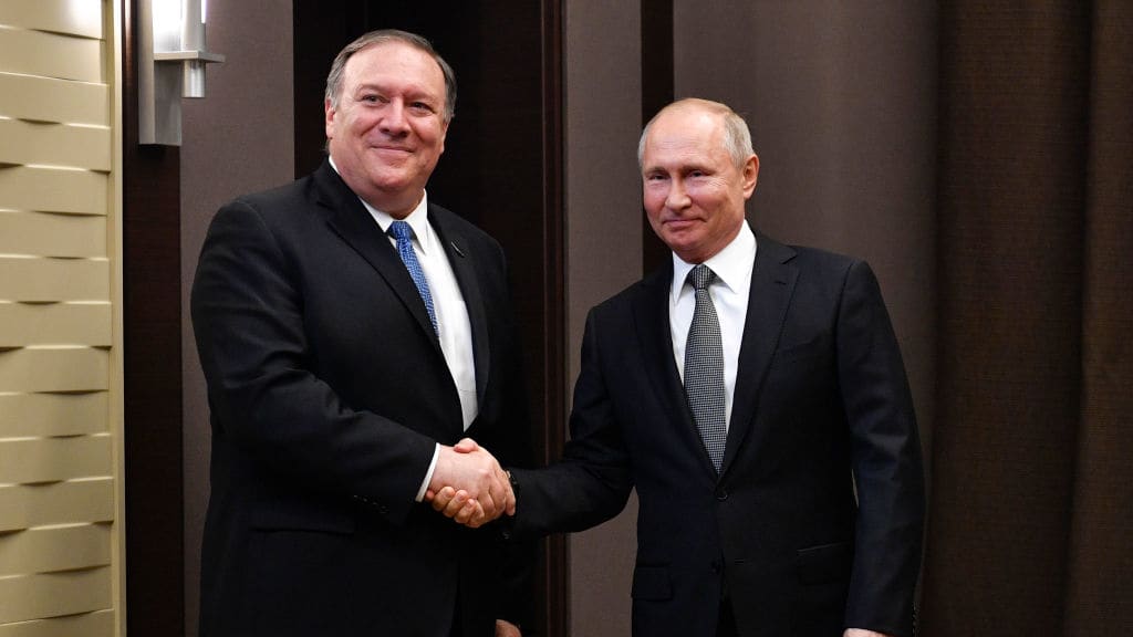 Mike Pompeo and Vladimir Putin.