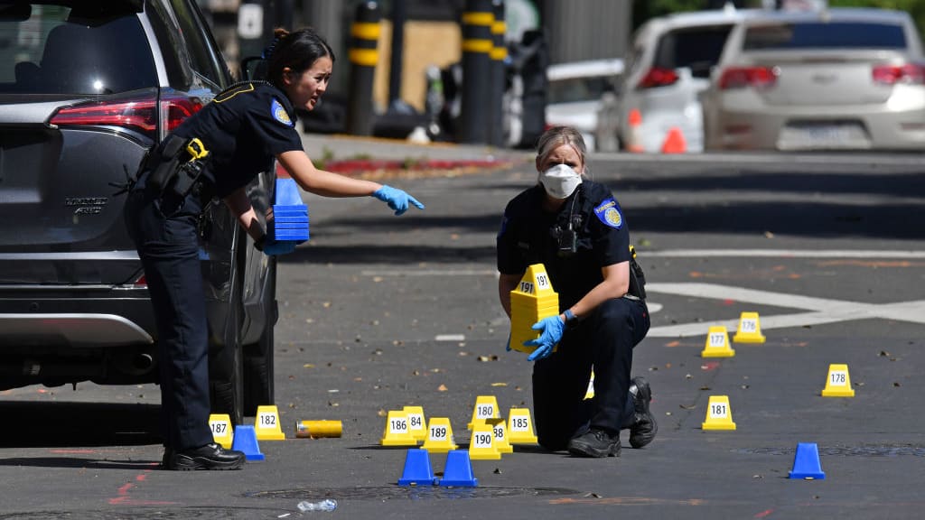 Police on the scene of the Sacramento mass shooting.