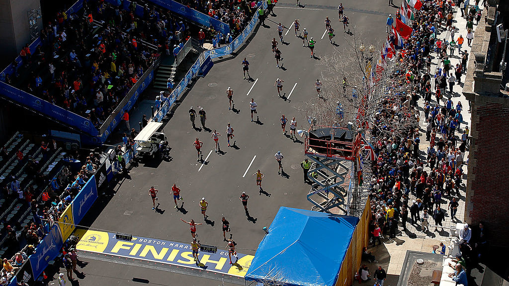 The Boston Marathon finish line.