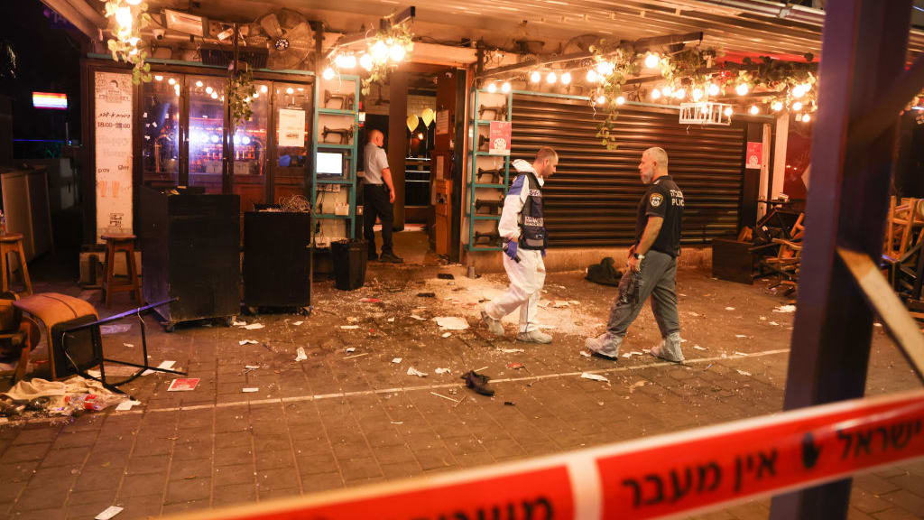 The scene of the shooting in Tel Aviv on Thursday night.