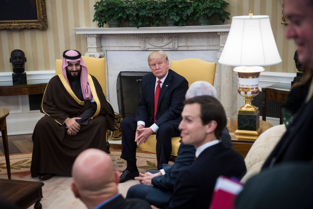 Jared Kushner with Donald Trump and Saudi crown prince