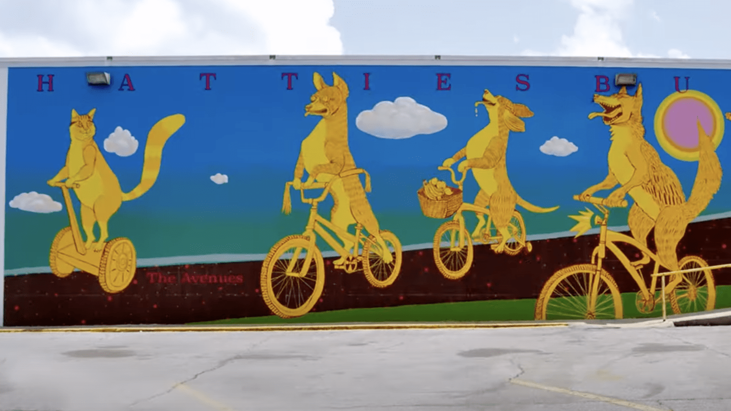 An outdoor mural in Hattiesburg, Mississippi.