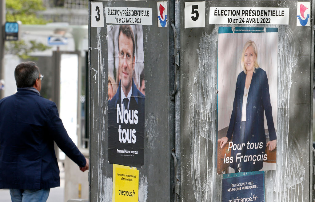 French election posters of Marine Le Pen and Emmanuel Macron