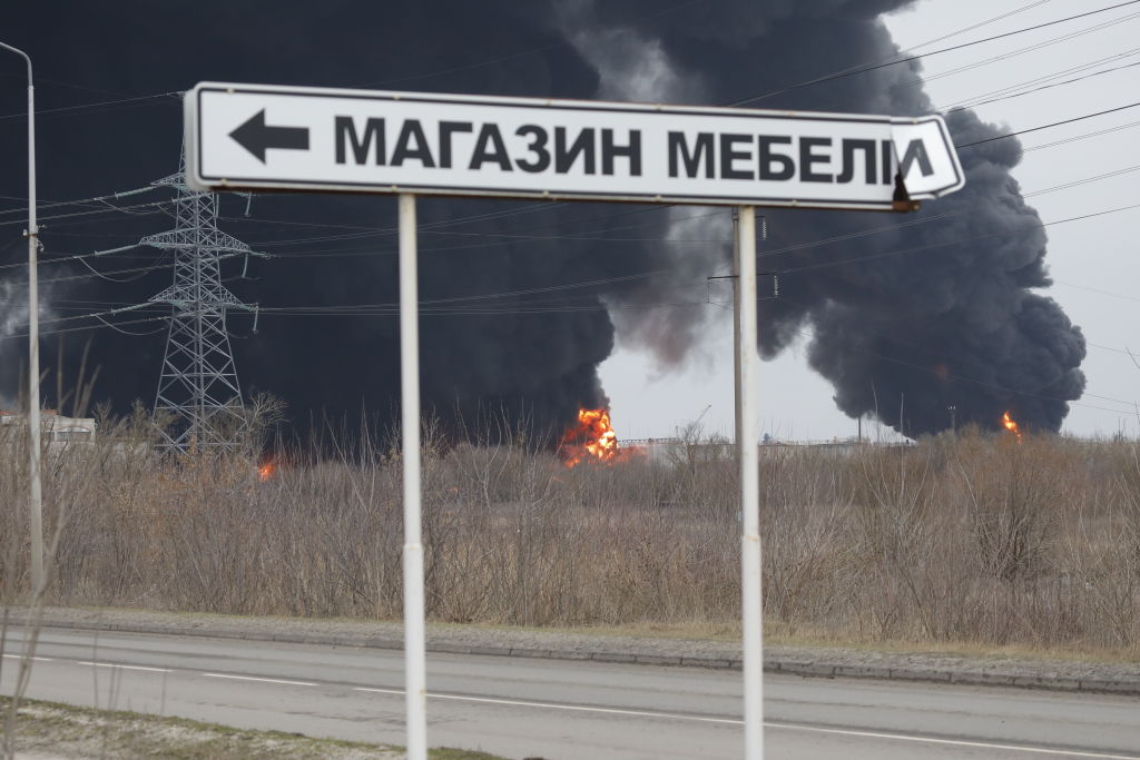 Fire at fuel depot in Belgorod, Russia
