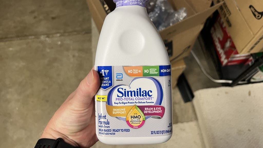 A bottle of Similac baby formula.