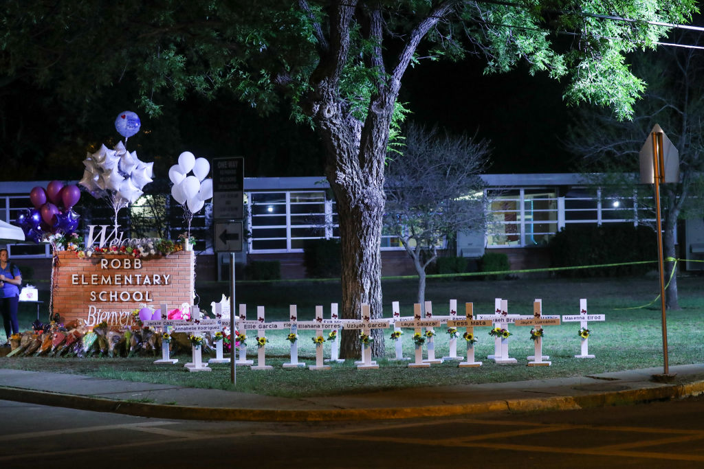 Memorial at school shooting site in Uvalde, Texas