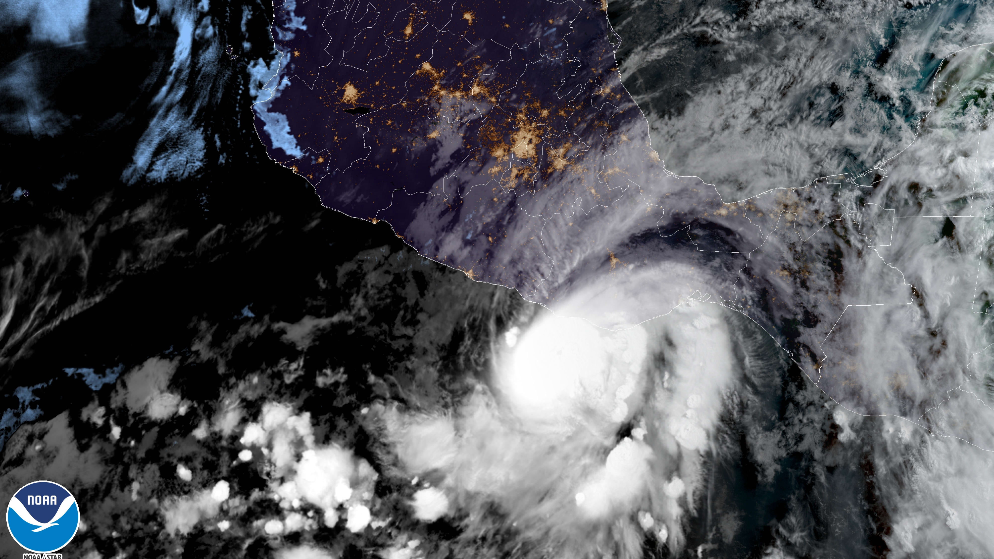 A satellite image showing Hurricane Agatha off the coast of Oaxaca, Mexico.