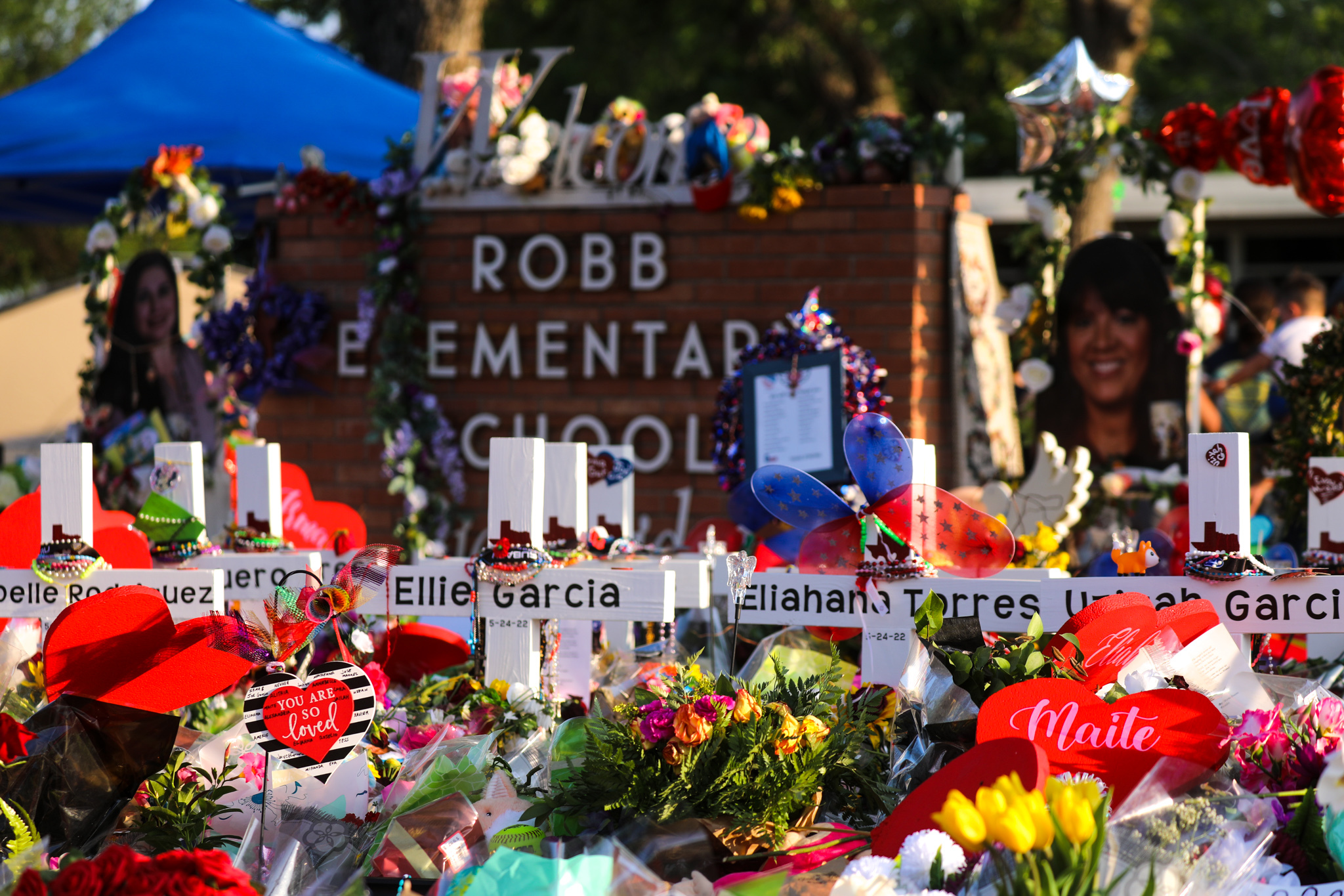 A memorial outside Robb Elementary School