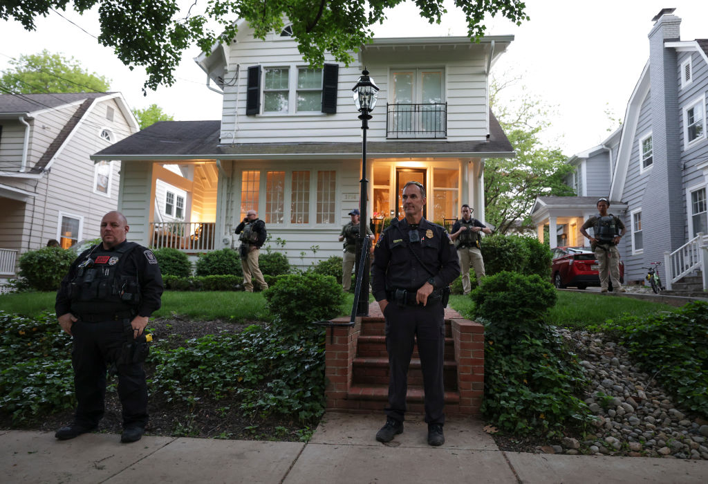 Law enforcement outside Kavanaugh&#039;s Maryland home.