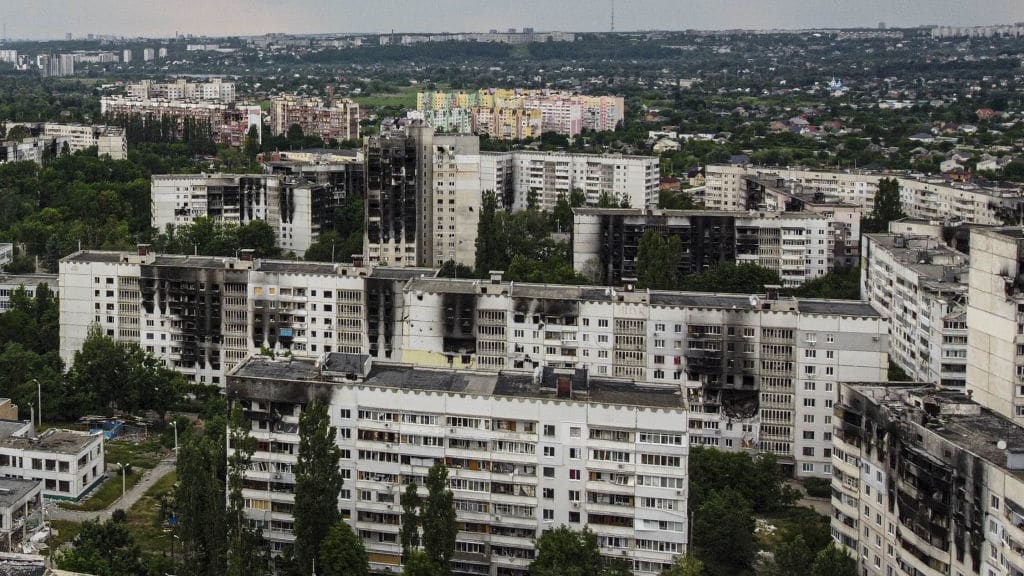 An aerial view of Kharkiv, Ukraine.