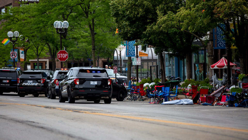 The scene of Monday&#039;s shooting at a Fourth of July parade in Highland Park, Illinois.
