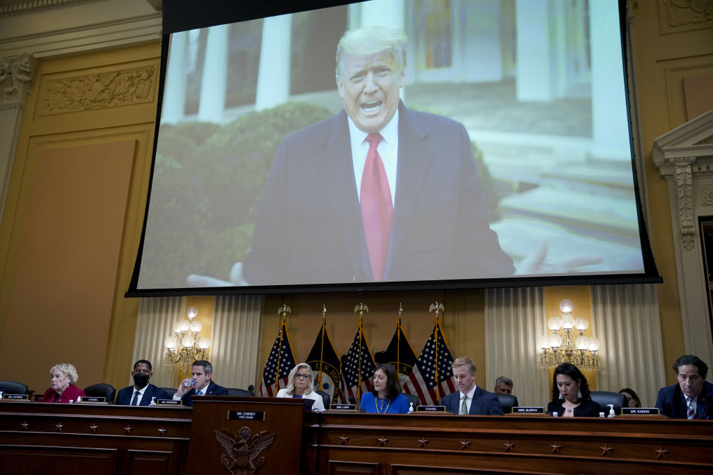 Jan. 6 committee plays footage of ex-President Donald Trump.