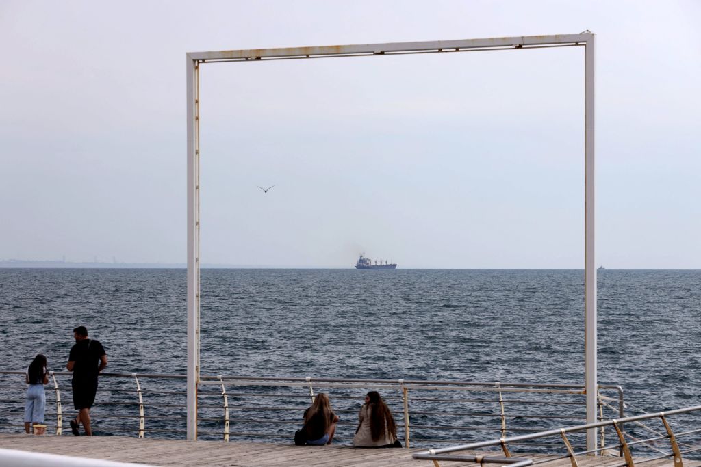 Grain ship leaving the port of Odessa