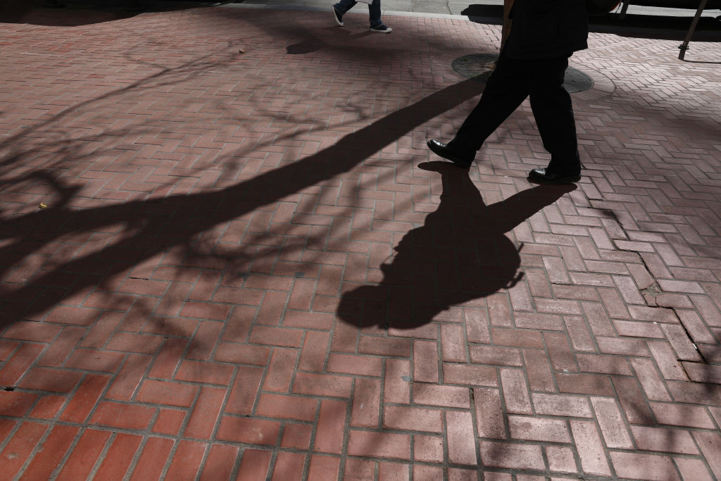Shadow on a sidewalk.