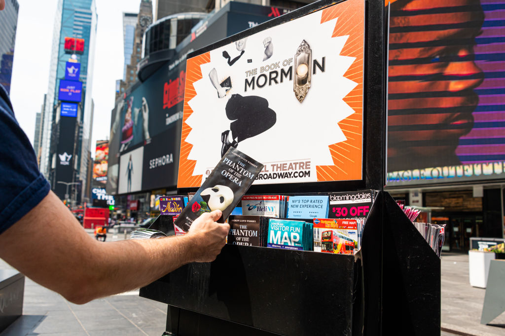 Broadway pamphlets in Times Square, NYC.