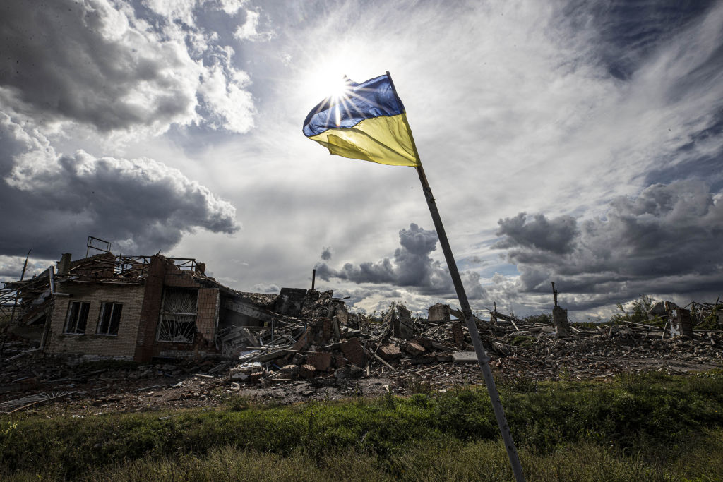Ukrainian flag in Donetsk