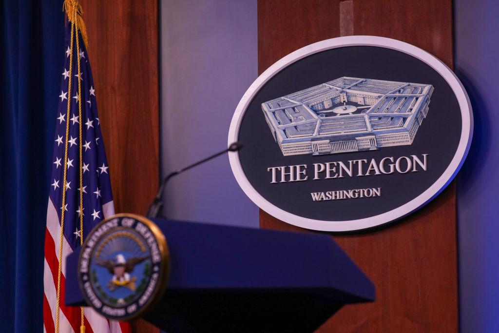 pentagon logo and podium photo