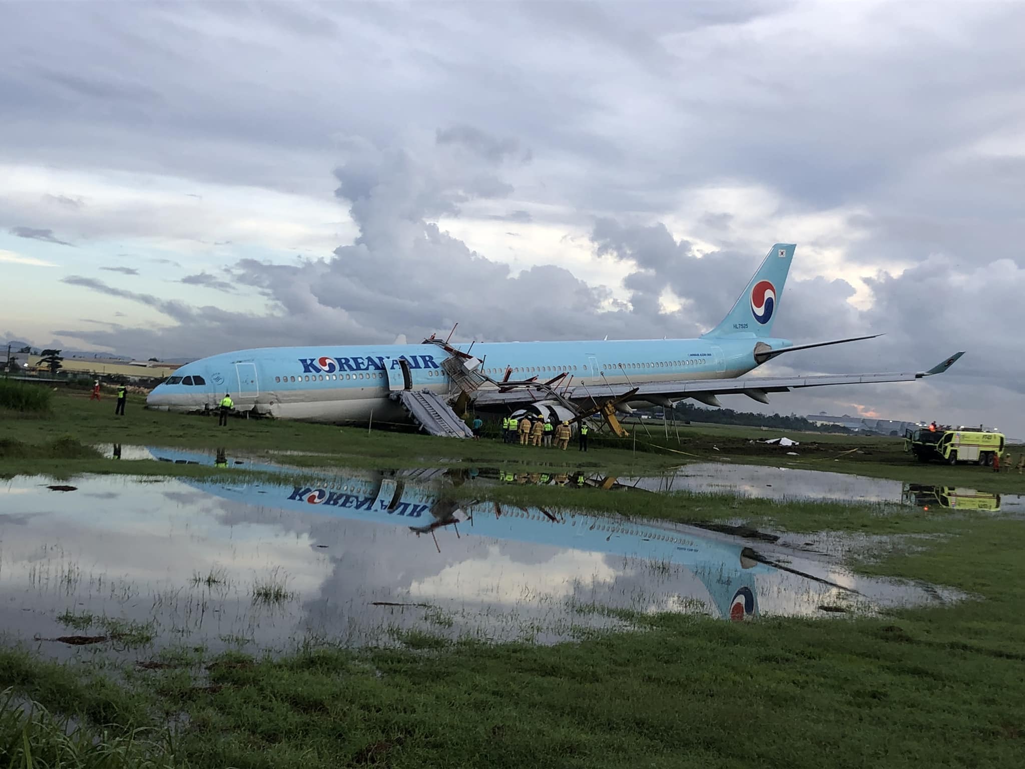 Korean Air Flight KE631 after crashing in the Philippines. 